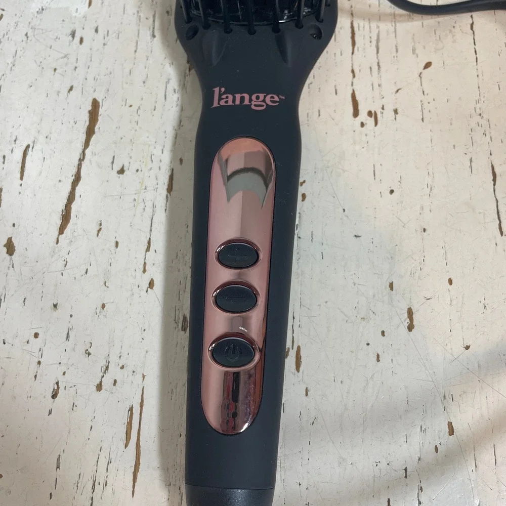 L'ange Le Vite Hair Straightening Brush Black Rose Gold Ceramic Heated Brush